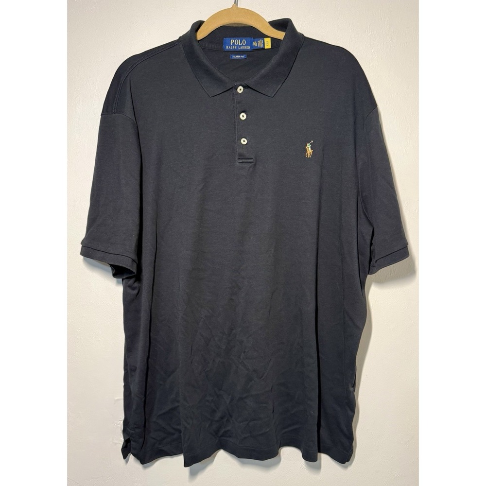 Polo Ralph Lauren Classic Fit Polo Shirt Men's 2XL Black Soft Cotton Stretch